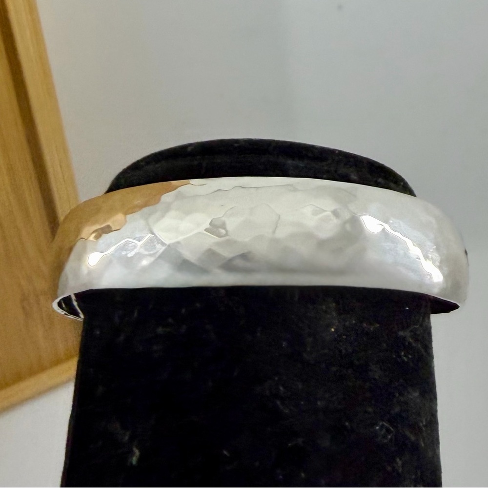 JAMES AVERY Sterling Silver Hammered Graduated Tapered Cuff Bracelet; RETIRED